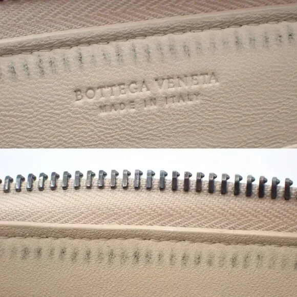 BOTTEGA VENETA Intrecciato Zip Around Long Wallet Embossing Leather Whit 63AA183 - Picture 12 of 13